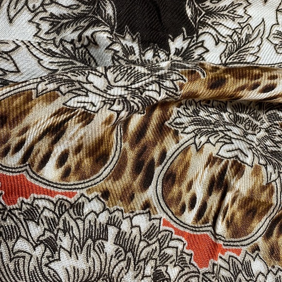 Chico's Brown Floral and Animal Print Angled Scarf - Picture 4 of 4